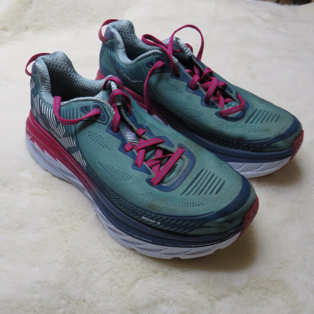 Hoka One One Womens Bondi 5 1014759 AVIG Multicolor Running Shoes Lace Up